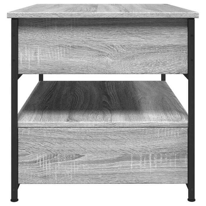 Table basse sonoma gris 70x50x50 cm bois d'ingénierie et métal – Image 4