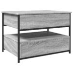 Table basse sonoma gris 70x50x50 cm bois d'ingénierie et métal – Image 5