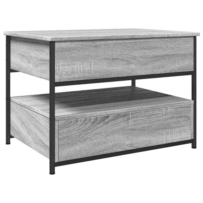 Table basse sonoma gris 70x50x50 cm bois d'ingénierie et métal – Image 5