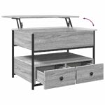 Table basse sonoma gris 70x50x50 cm bois d'ingénierie et métal – Image 6
