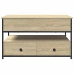 Table basse chêne sonoma 85x50x50 cm bois d'ingénierie et métal – Image 3