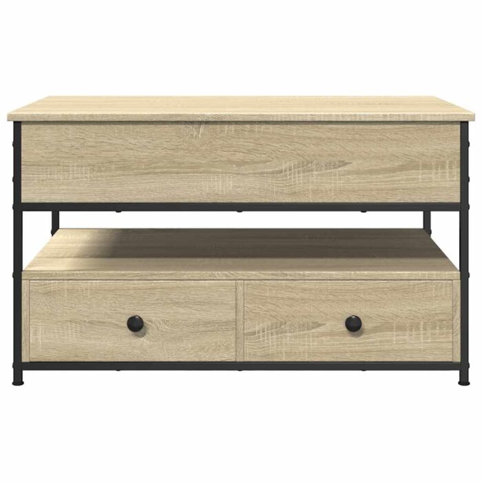Table basse chêne sonoma 85x50x50 cm bois d'ingénierie et métal – Image 3