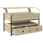 Table basse chêne sonoma 85x50x50 cm bois d'ingénierie et métal – Image 6