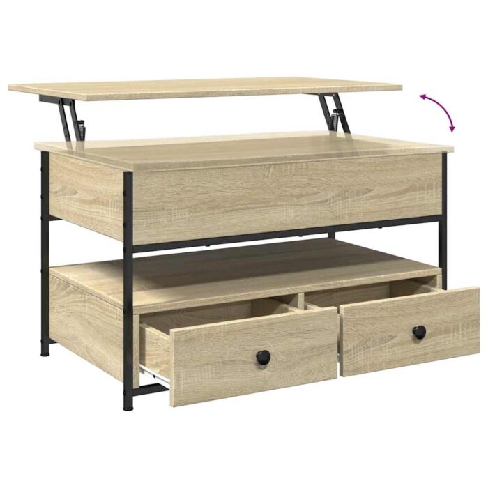 Table basse chêne sonoma 85x50x50 cm bois d'ingénierie et métal – Image 6