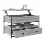 Table basse sonoma gris 85x50x50 cm bois d'ingénierie et métal – Image 2
