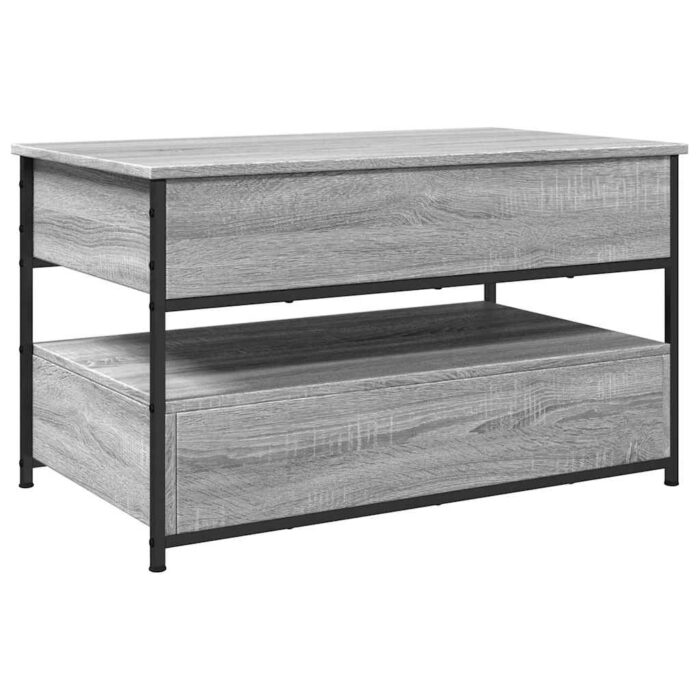 Table basse sonoma gris 85x50x50 cm bois d'ingénierie et métal – Image 5