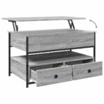 Table basse sonoma gris 85x50x50 cm bois d'ingénierie et métal – Image 6
