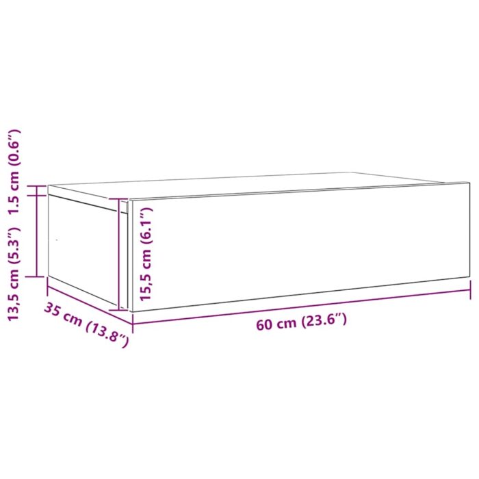 Meuble TV avec éclairage LED Chêne noir 60 x 35 x 15,5 cm – Image 12