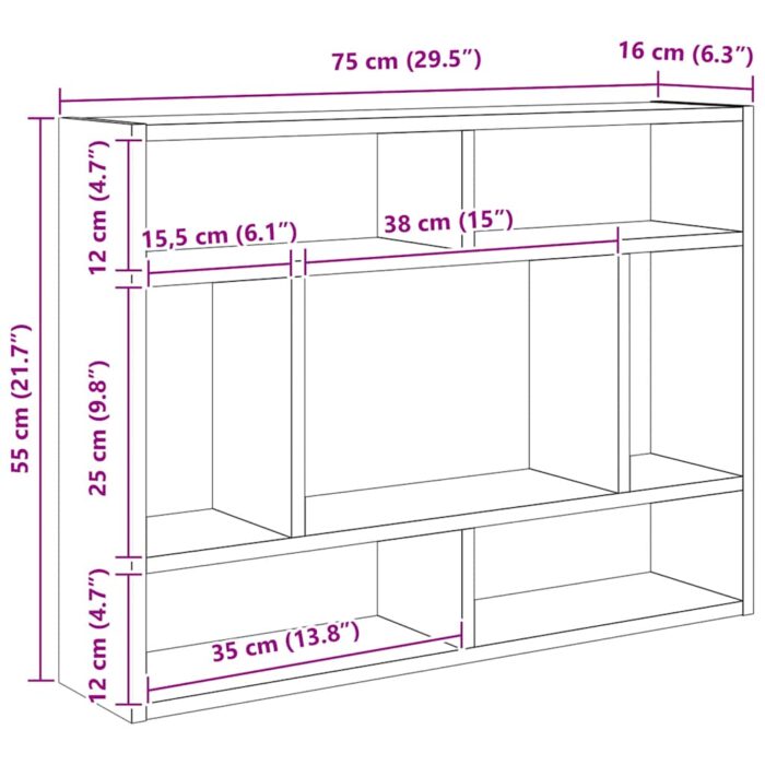 Étagère murale Chêne noir 75x16x55 cm Bois d'ingénierie – Image 8