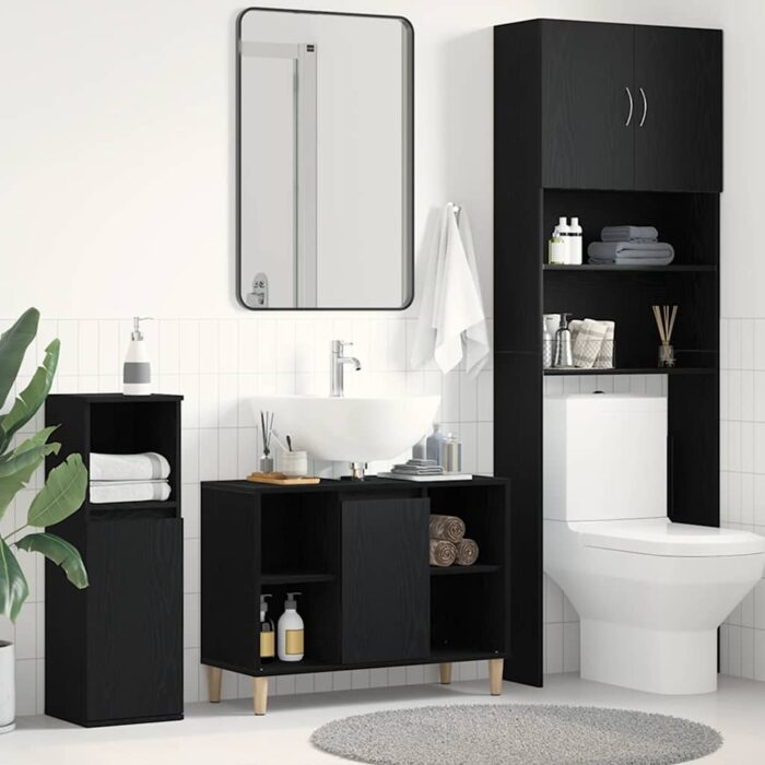 Meuble sous-évier Chêne noir 80x33x60 cm Bois d'ingénierie – Image 1