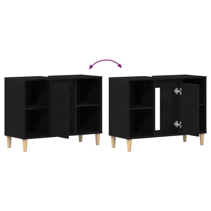 Meuble sous-évier Chêne noir 80x33x60 cm Bois d'ingénierie – Image 8