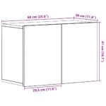 Meuble TV Chêne noir 60x30x41 cm Bois d'ingénierie – Image 9