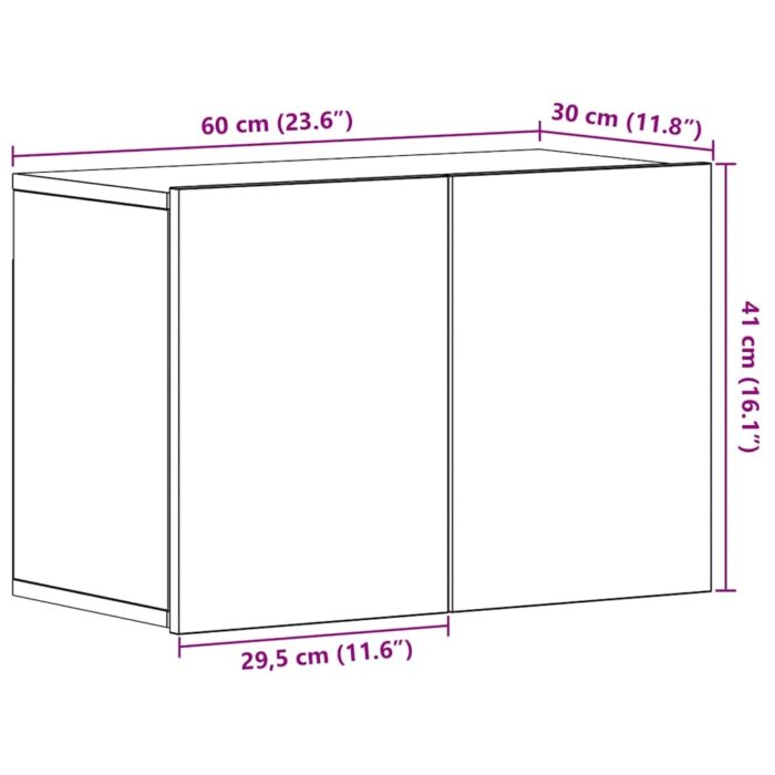 Meuble TV Chêne noir 60x30x41 cm Bois d'ingénierie – Image 9