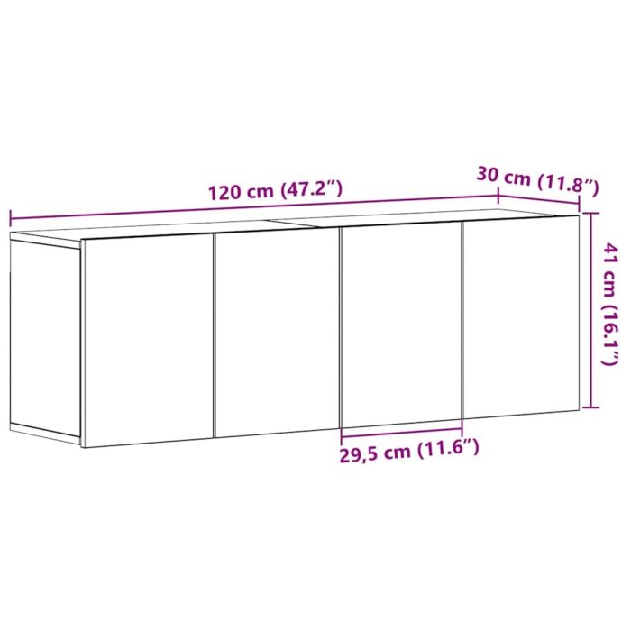 Meubles TV 2 pièces Chêne noir 120 x 30 x 41 cm Bois d'ingénierie – Image 9