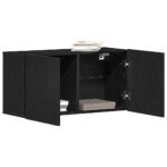 Meuble TV Chêne noir 80x30x41 cm Bois d'ingénierie – Image 2