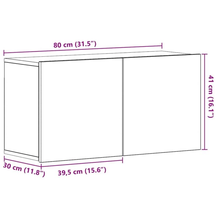 Meuble TV Chêne noir 80x30x41 cm Bois d'ingénierie – Image 9