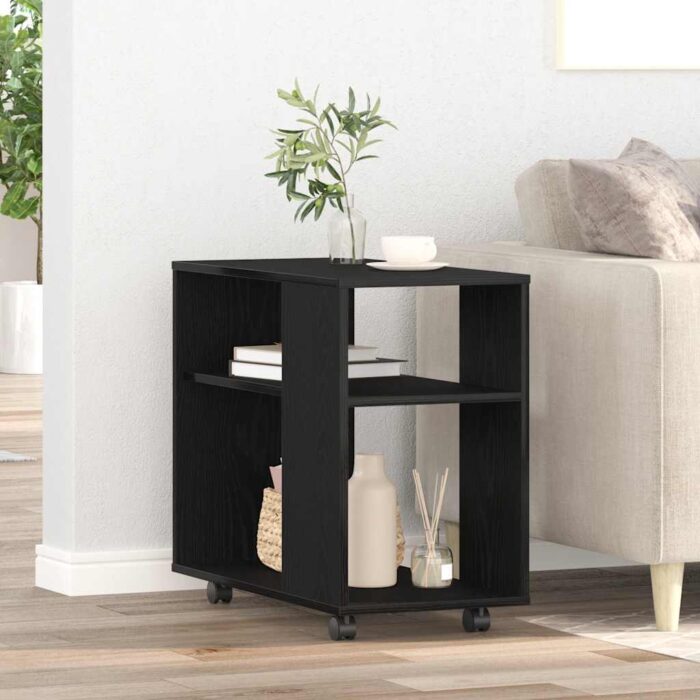 Table d'appoint en chêne noir 70 x 35 x 60 cm Bois d'ingénierie – Image 1