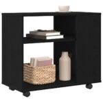 Table d'appoint en chêne noir 70 x 35 x 60 cm Bois d'ingénierie – Image 2