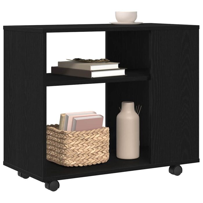 Table d'appoint en chêne noir 70 x 35 x 60 cm Bois d'ingénierie – Image 2