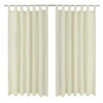 2 pcs Rideau à Passant Micro Satin Crème 140 x 225 cm