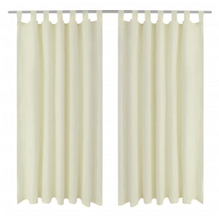 2 pcs Rideau à Passant Micro Satin Crème 140 x 225 cm