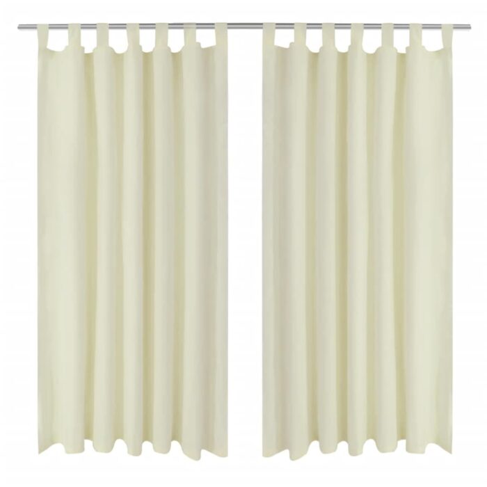 2 pcs Rideau à Passant Micro Satin Crème 140 x 225 cm – Image 1