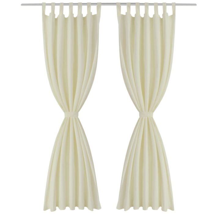 2 pcs Rideau à Passant Micro Satin Crème 140 x 225 cm – Image 2