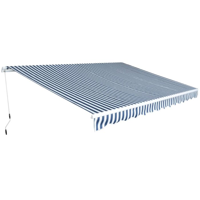 Auvent pliable manuel 450 cm Bleu/blanc – Image 1