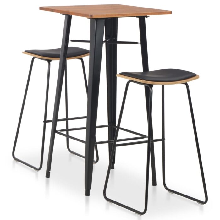 VID276846_1.jpg Mobilier de bar 3 pcs Acier Noir – Image 1