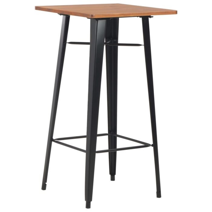 Mobilier de bar 3 pcs Acier Marron Noir – Image 2
