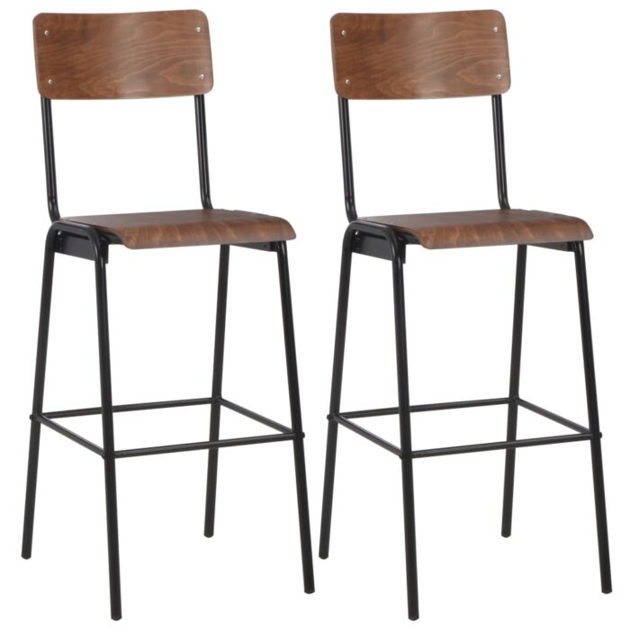 Mobilier de bar 3 pcs Acier Marron Noir – Image 7