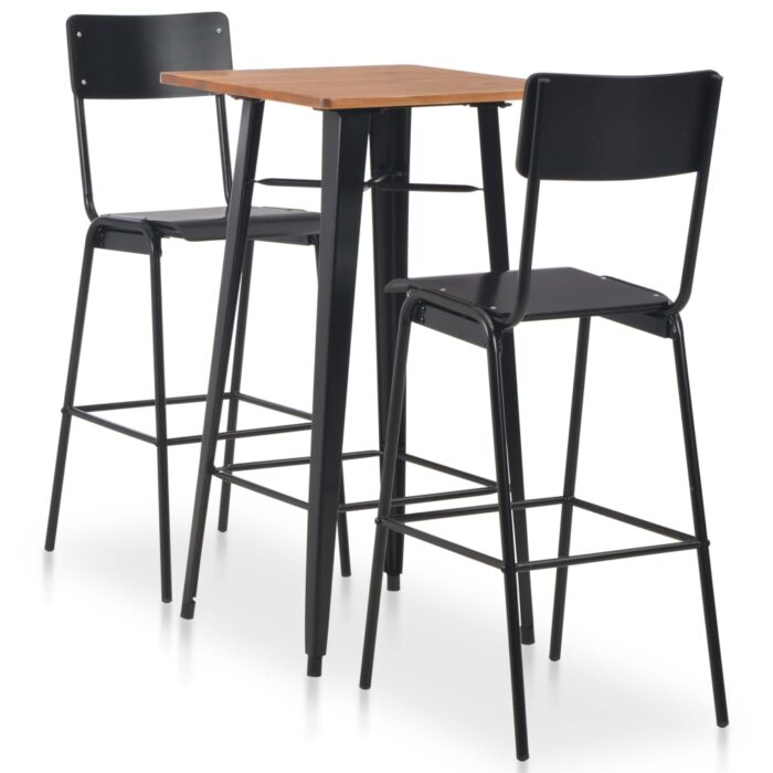 Mobilier de bar 3 pcs Acier Noir – Image 1