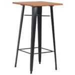 Mobilier de bar 3 pcs Acier Noir – Image 2