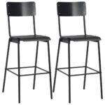 Mobilier de bar 3 pcs Acier Noir – Image 7