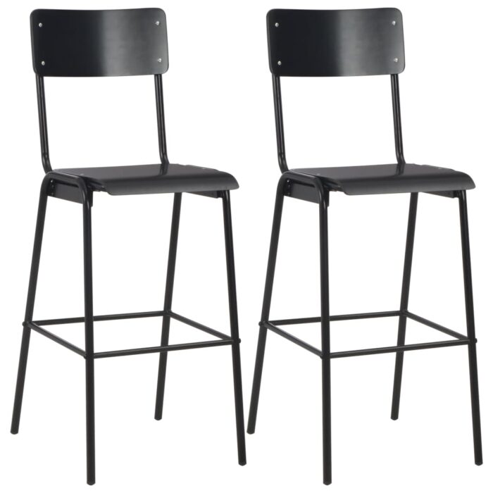 Mobilier de bar 3 pcs Acier Noir – Image 7