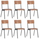 Chaises à manger lot de 6 marron Contreplaqué