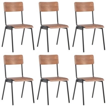 Chaises à manger lot de 6 marron Contreplaqué