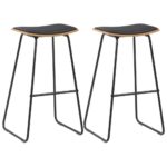 Tabourets de bar lot de 2 noir similicuir