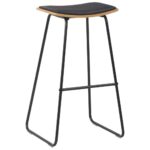 Tabourets de bar lot de 2 noir similicuir – Image 2