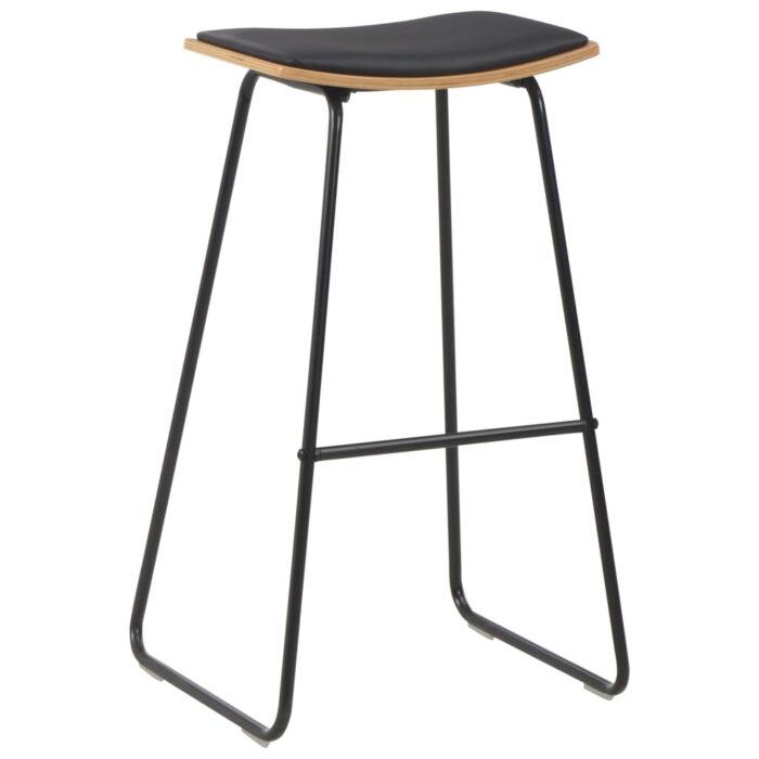 Tabourets de bar lot de 2 noir similicuir – Image 2