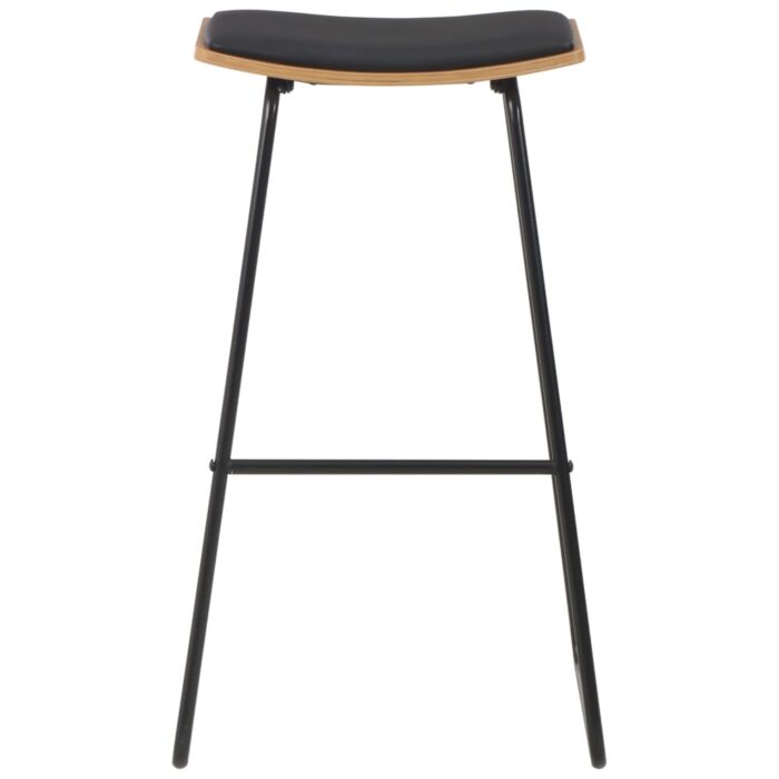 Tabourets de bar lot de 2 noir similicuir – Image 3