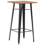 Table de bar Noir 60x60x108 cm Pinède et acier