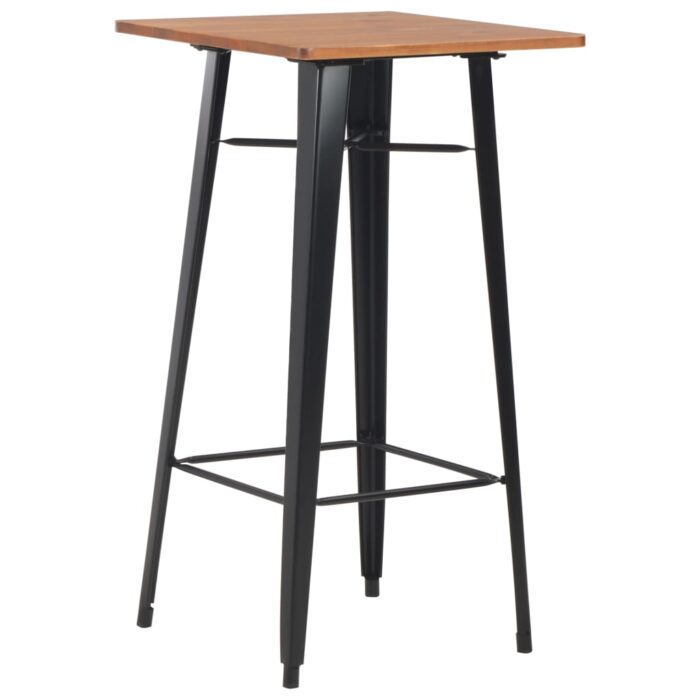 Table de bar Noir 60x60x108 cm Pinède et acier – Image 1