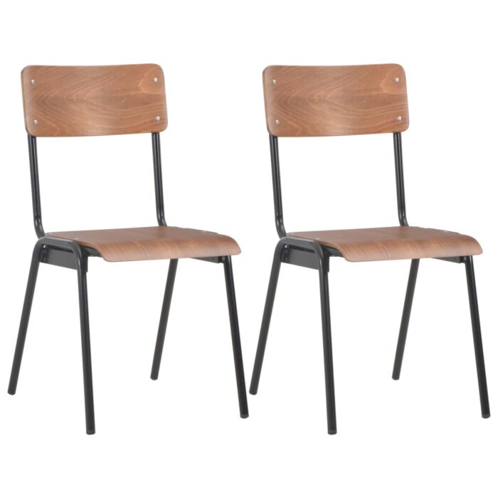 VID280084_1.jpg Chaises à manger lot de 2 marron contreplaqué solide et acier – Image 1