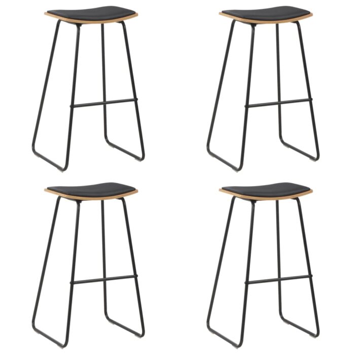 Tabourets de bar lot de 4 noir similicuir – Image 1