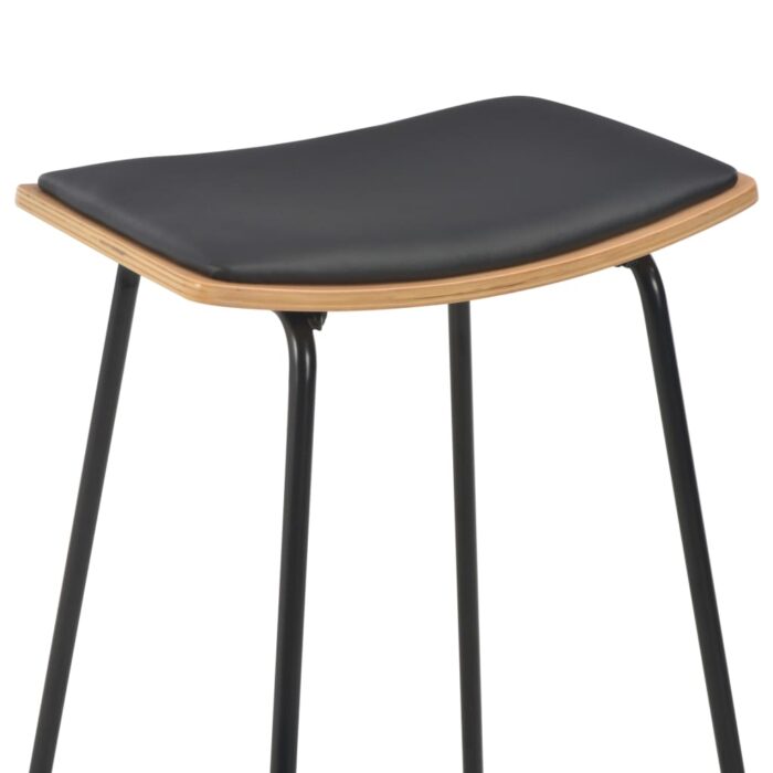 Tabourets de bar lot de 4 noir similicuir – Image 5