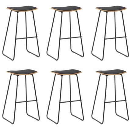 Tabourets de bar lot de 6 noir similicuir