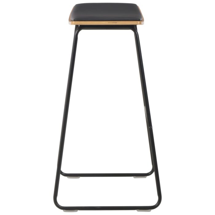 Tabourets de bar lot de 6 noir similicuir – Image 4