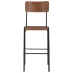 Chaises de bar lot de 4 contreplaqué solide et acier – Image 3