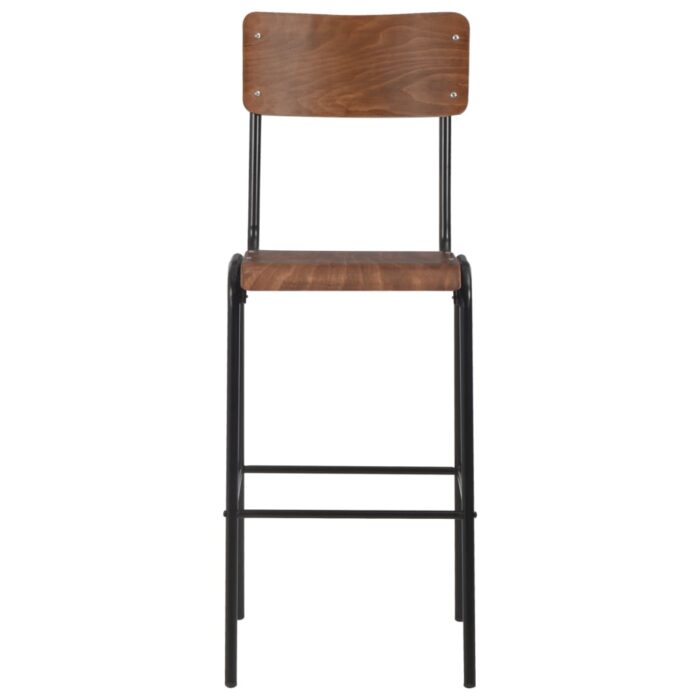 Chaises de bar lot de 4 contreplaqué solide et acier – Image 3